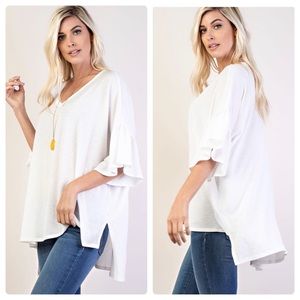 Loose fitting white oversized summer top (size large)